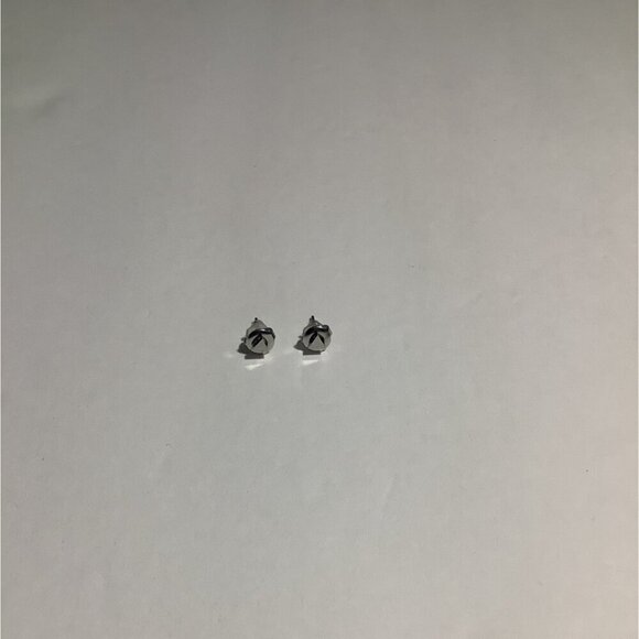 Triangle Round Stud Earrings Silver Tone Women's Fashion Jewelry - Picture 4 of 6